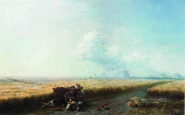  cosecha pintura - Durante la cosecha en Ucrania 1883 Romántico Ivan Aivazovsky ruso